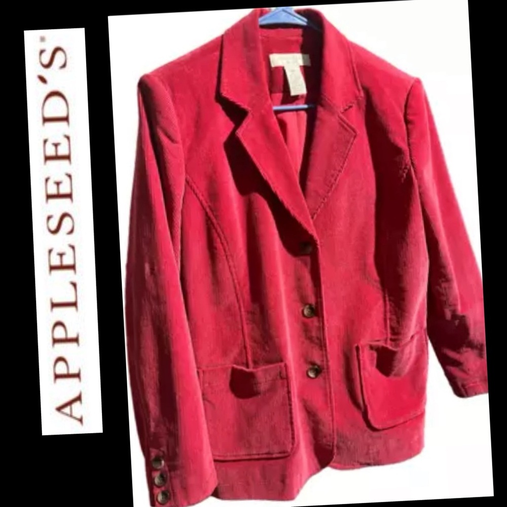 Vintage Blazer by Appleseeds size 14P corduroy cranberry color 
cotton/Spandex
